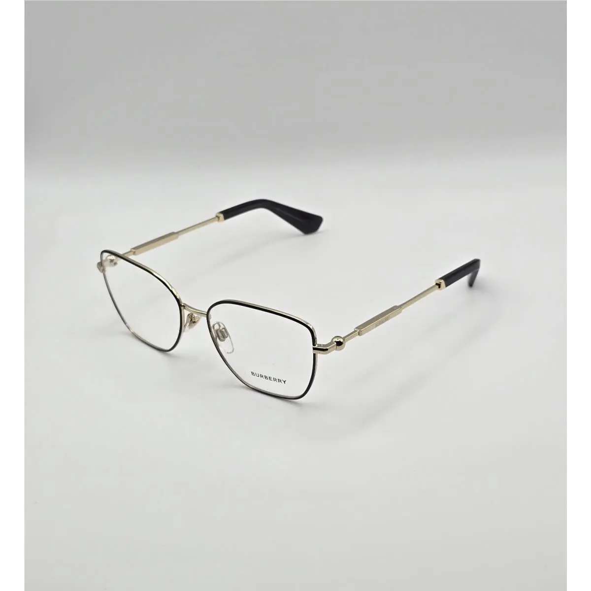 Burberry BE 1390 1326 Light Gold Black Rim 54 mm Demo Lens Eyeglasses