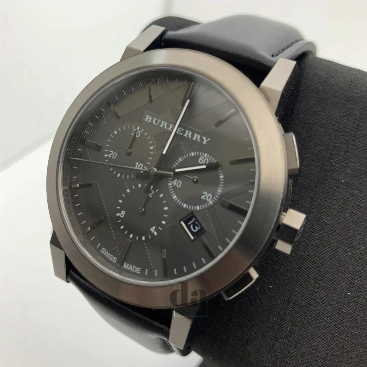 Burberry BU9364 Men`s Dark Grey Dial Leather Chronograph Quartz Watch 42mm Case