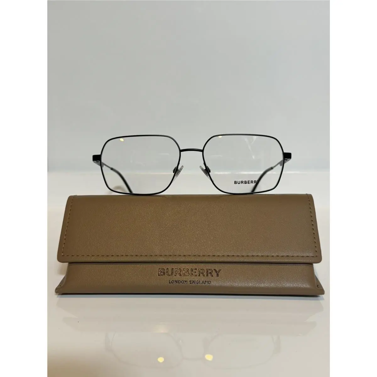 Burberry 1356 1007 Black Hexagon Metal Men’s Eyeglasses 57mm