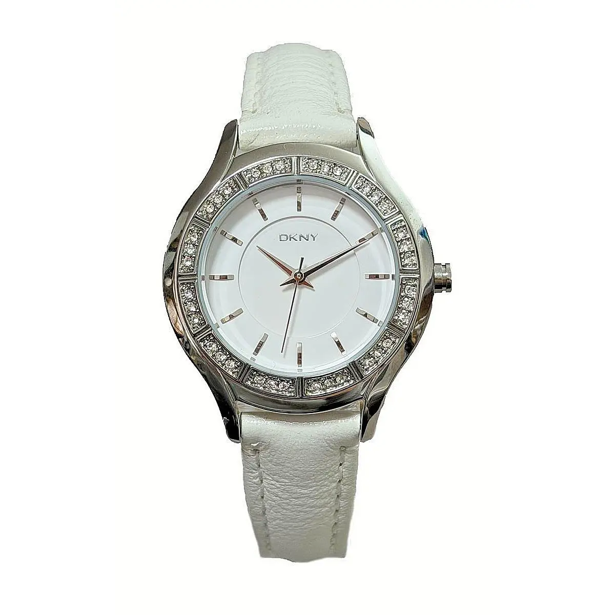 Dkny NY8136 White Dial White Leather Strap Women`s Watch