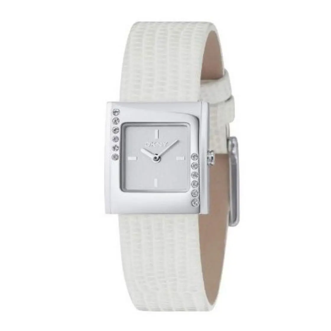 Dkny Women`s Silver Dial White Leather Watch NY3491