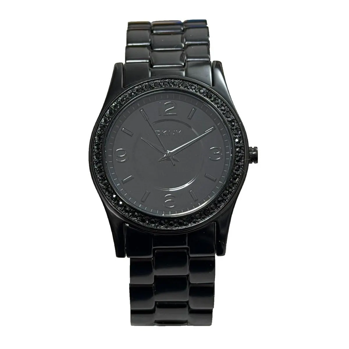 Dkny Crystals Bezel Black Stainless Steel Watch Ladies NY8312