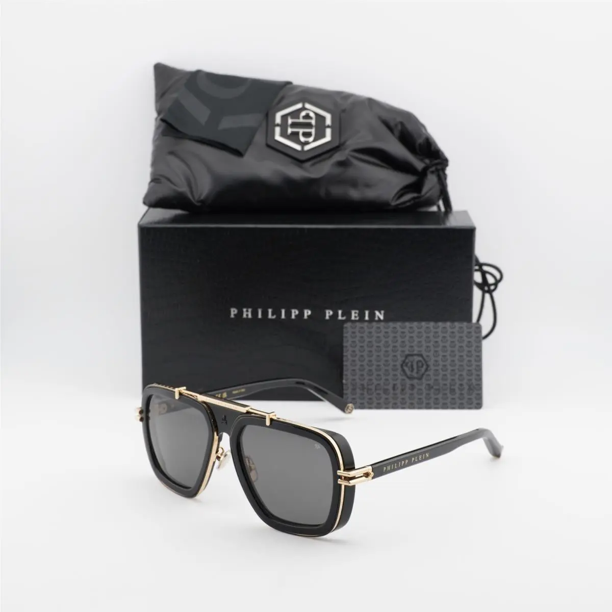 Philipp Plein SPP109V 700K Shiny Black/grey 57-19-145 Sunglasses