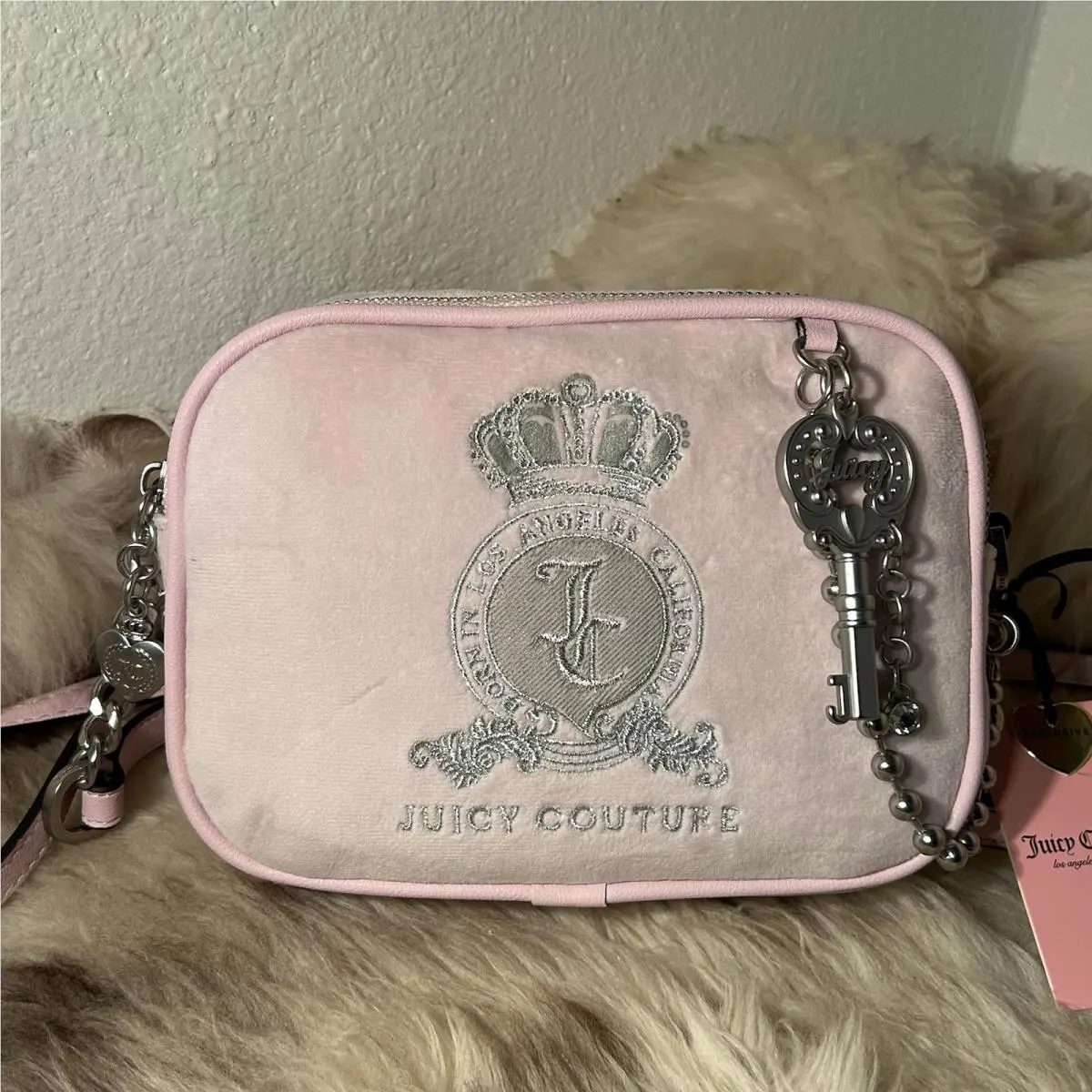Juicy Couture Classic Juicy Lover Crossbody - Chiffon Pink Velour