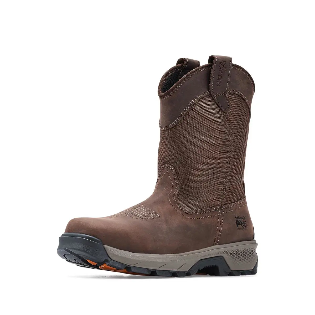 Man`s Timberland Pro Titan EV Pull-on Composite Safety Toe Industrial Work Boots - Dark Brown Full Grain