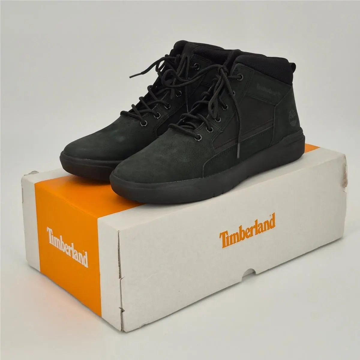 Timberland Allston Mid Lace All Black Nubuck Sneakers 0A69V5 EQ4 Men`s Size 12