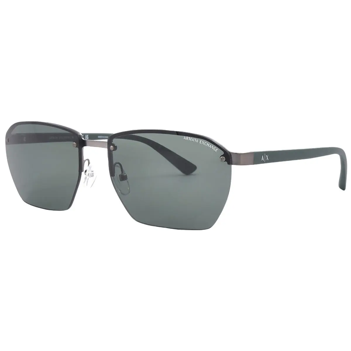 Men`s Matte Gunmetal Rimless Square Sunglasses AX2048S 600371 59 by Armani Exchange