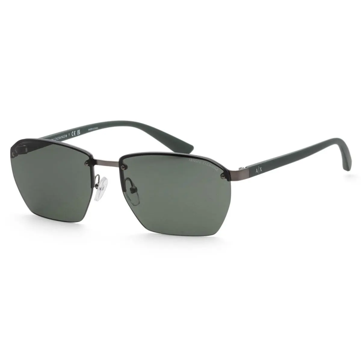 Armani Exchange Men`s Matte Gunmetal Rimless Square Sunglasses AX2048S 600371 59