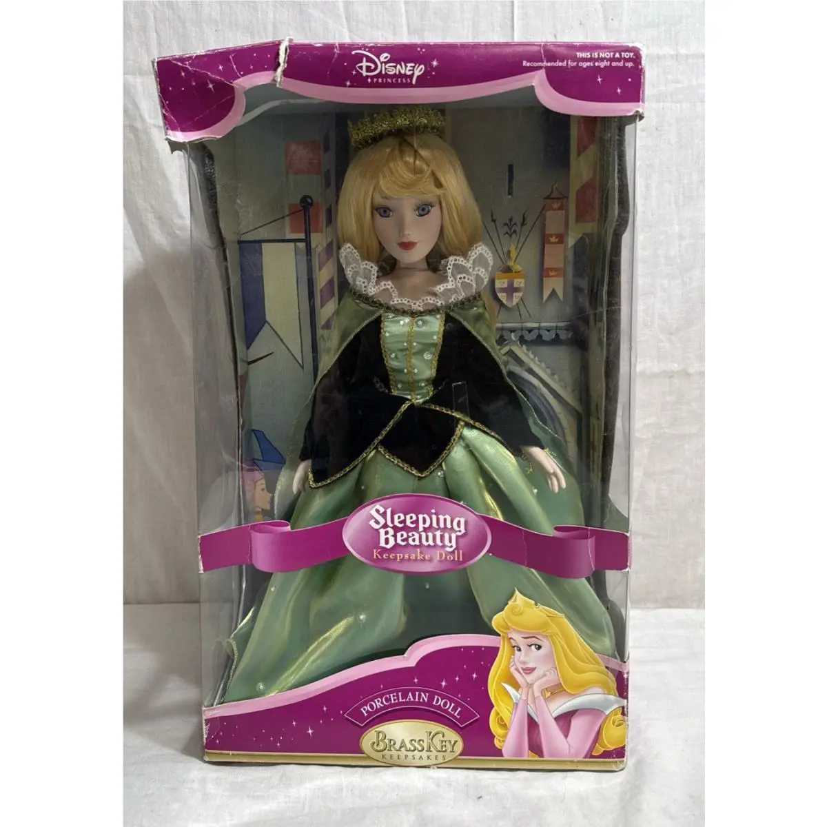 Disney Princess Sleeping Beauty Porcelain Brass Key Keepsake Doll