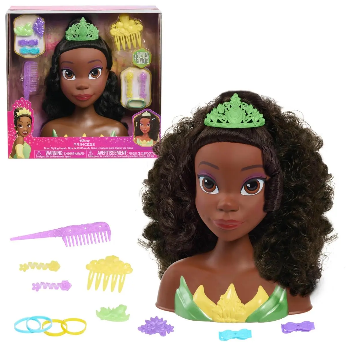 Disney Princess Tiana Styling Head Hair Play Set with Accessories For Kids
