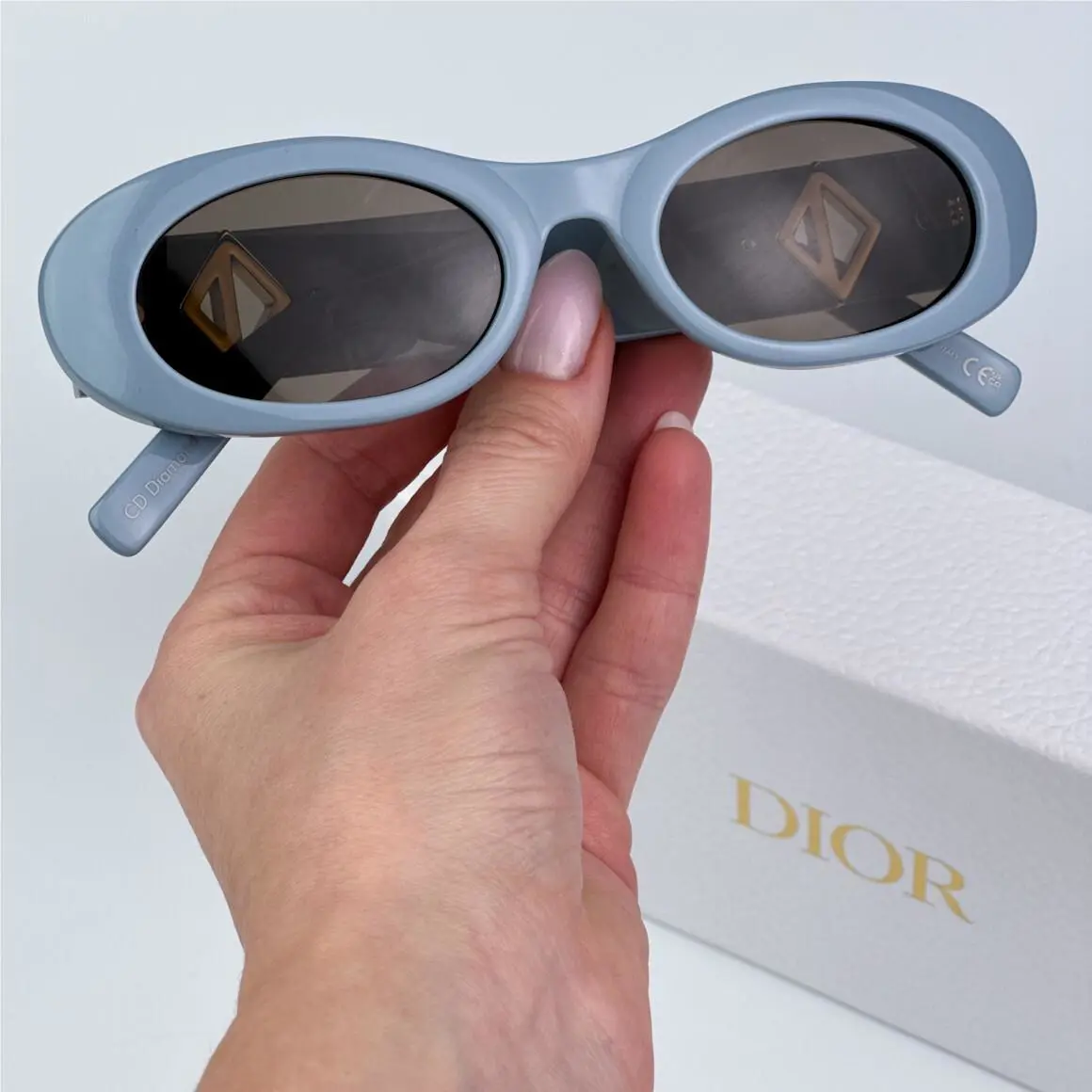 Dior Women Sunglasses Blue Brown Cat Eye CD Diamond Edition R11 30F0