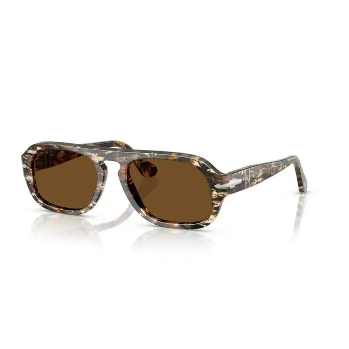 0PO3369S 122157 Amber Brown/pirate Black Men`s Sunglasses by Persol