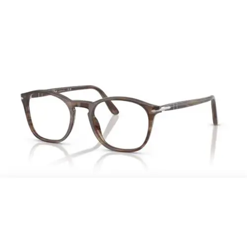 Persol 0PO 3007V 1208 Striped Brown/clear Lens 50mm Men`s Eyeglasses