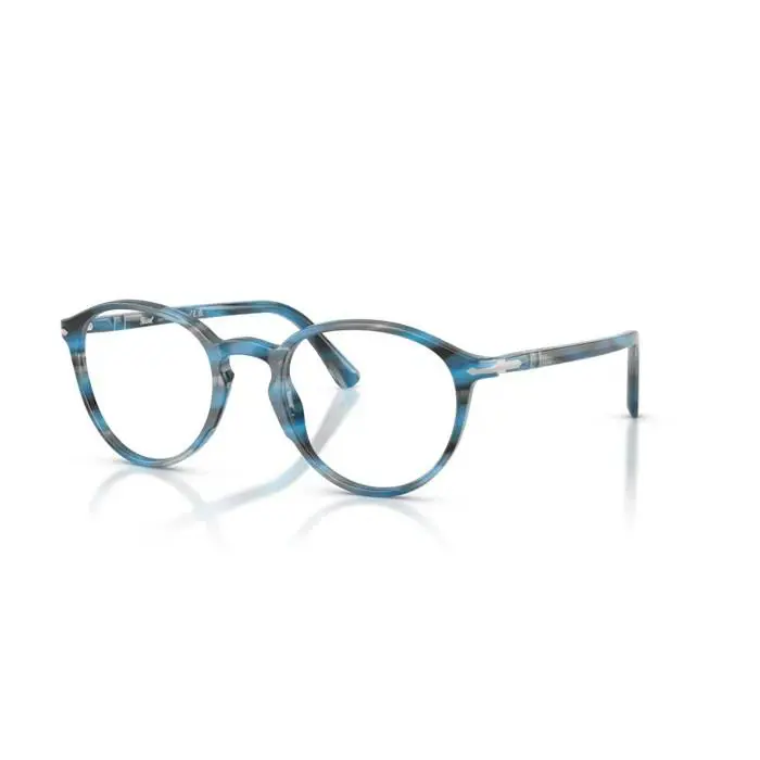 Persol 0PO3218V 1234 - Striped Blue and Grey/clear Lens 51mm Men`s Eyeglasses