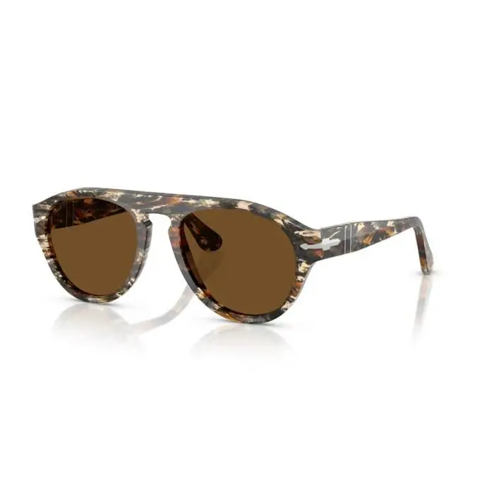 0PO3370S 122157 Amber Brown/pirate Black Men`s Sunglasses by Persol