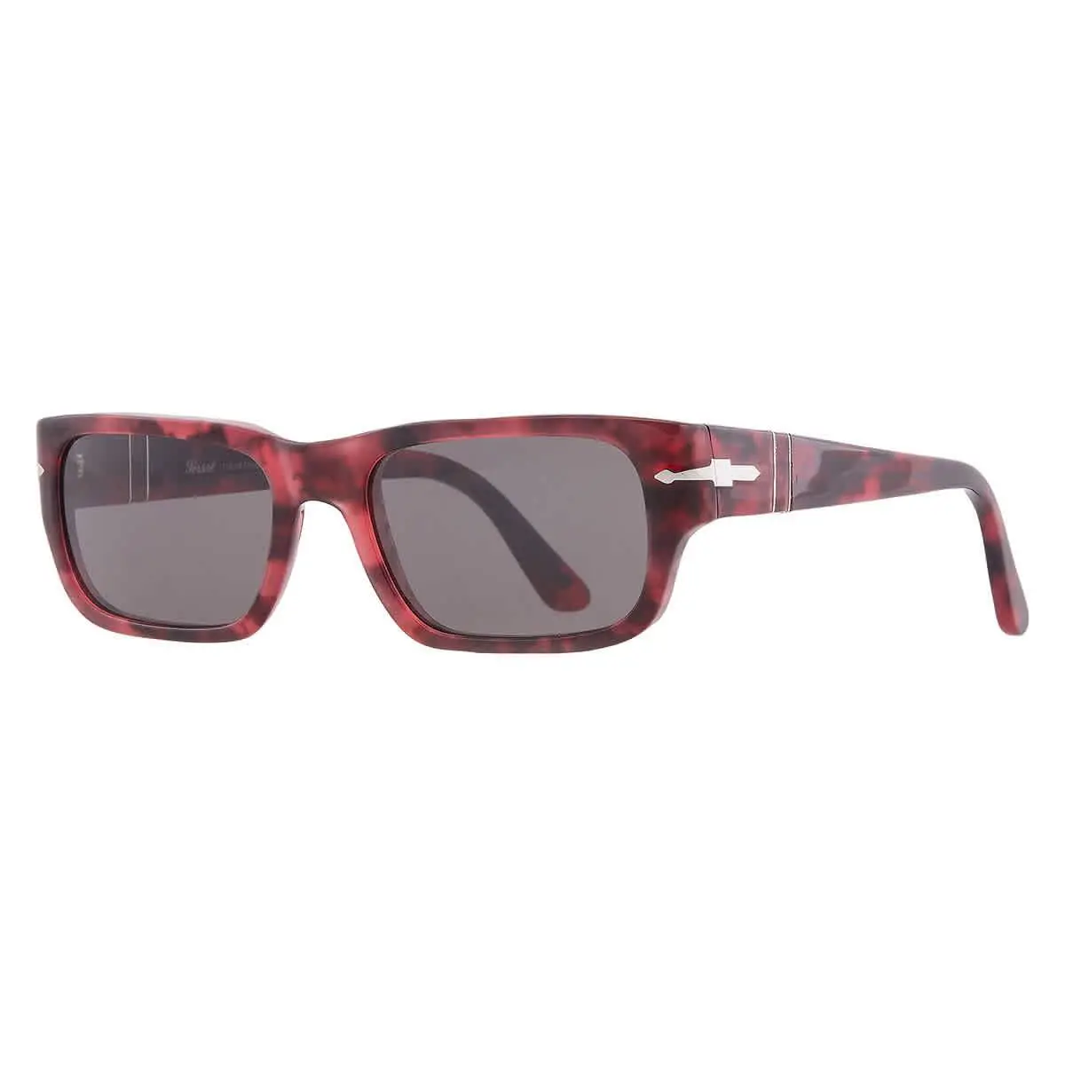 Persol Adrien Grey Pilot Unisex Sunglasses PO3347S 1212B1 58 PO3347S 1212B1 58 - Red, Frame: Red, Lens: Grey