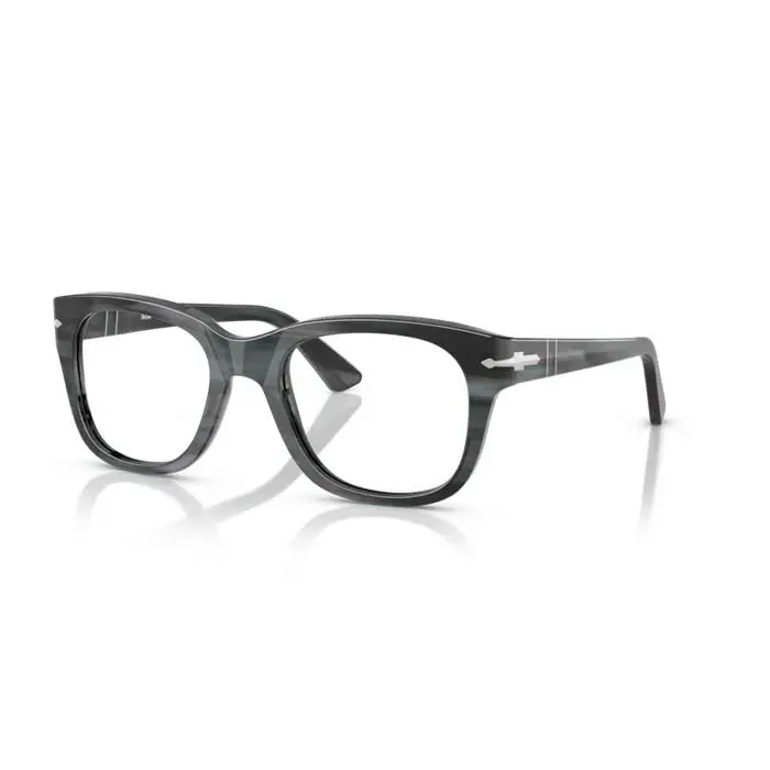 Persol 0PO3372V 1224 - Striped Grey/clear Lens 51mm Men`s Eyeglasses