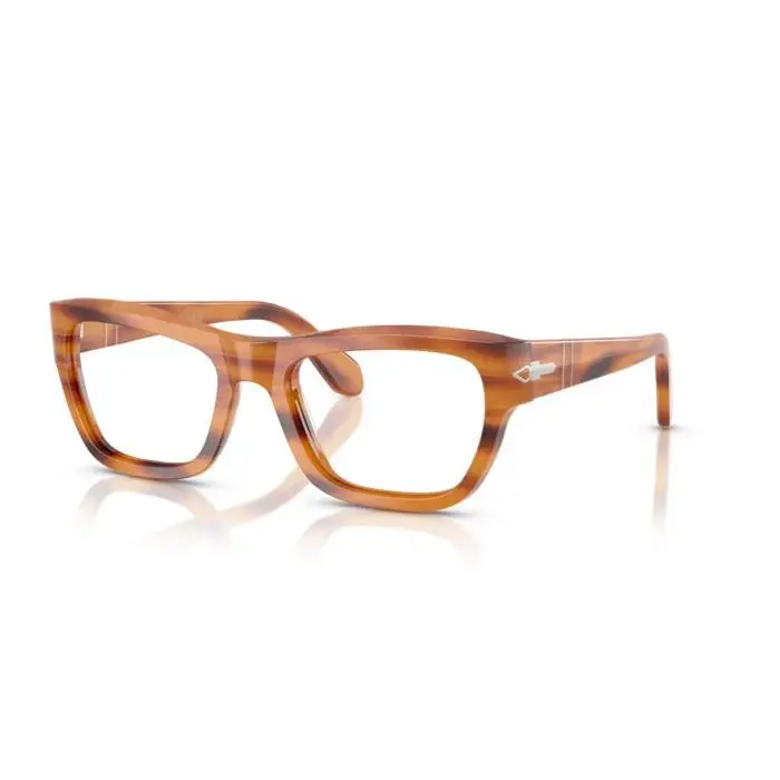 0PO0091V 960 - Striped Brown/clear Lens 53mm Men`s Eyeglasses by Persol