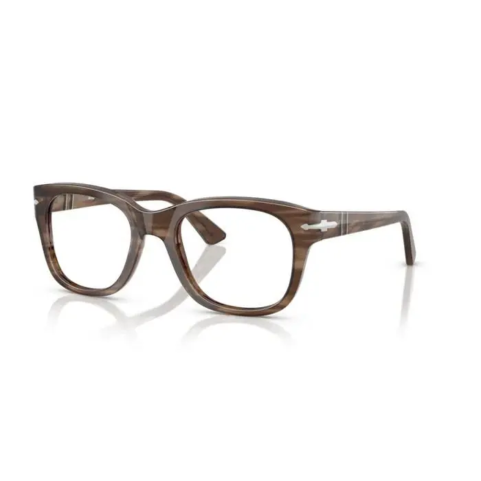 0PO3372V 1208 - Striped Brown/clear Lens 51mm Men`s Eyeglasses by Persol