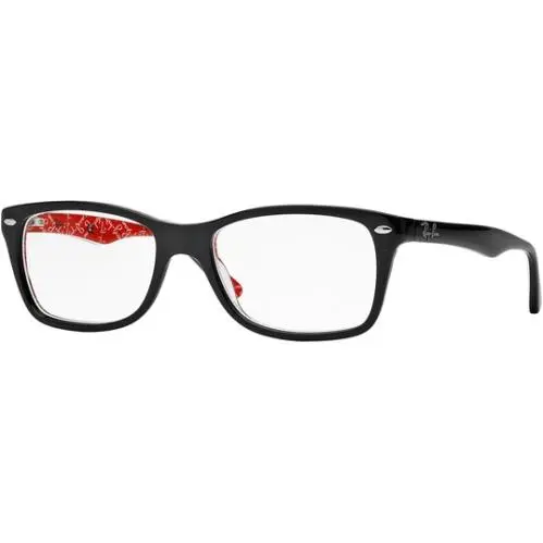 Ray-ban Small Fit Black Rectangle w/ Inner Red Pattern Eyeglasses - RX5228 2479