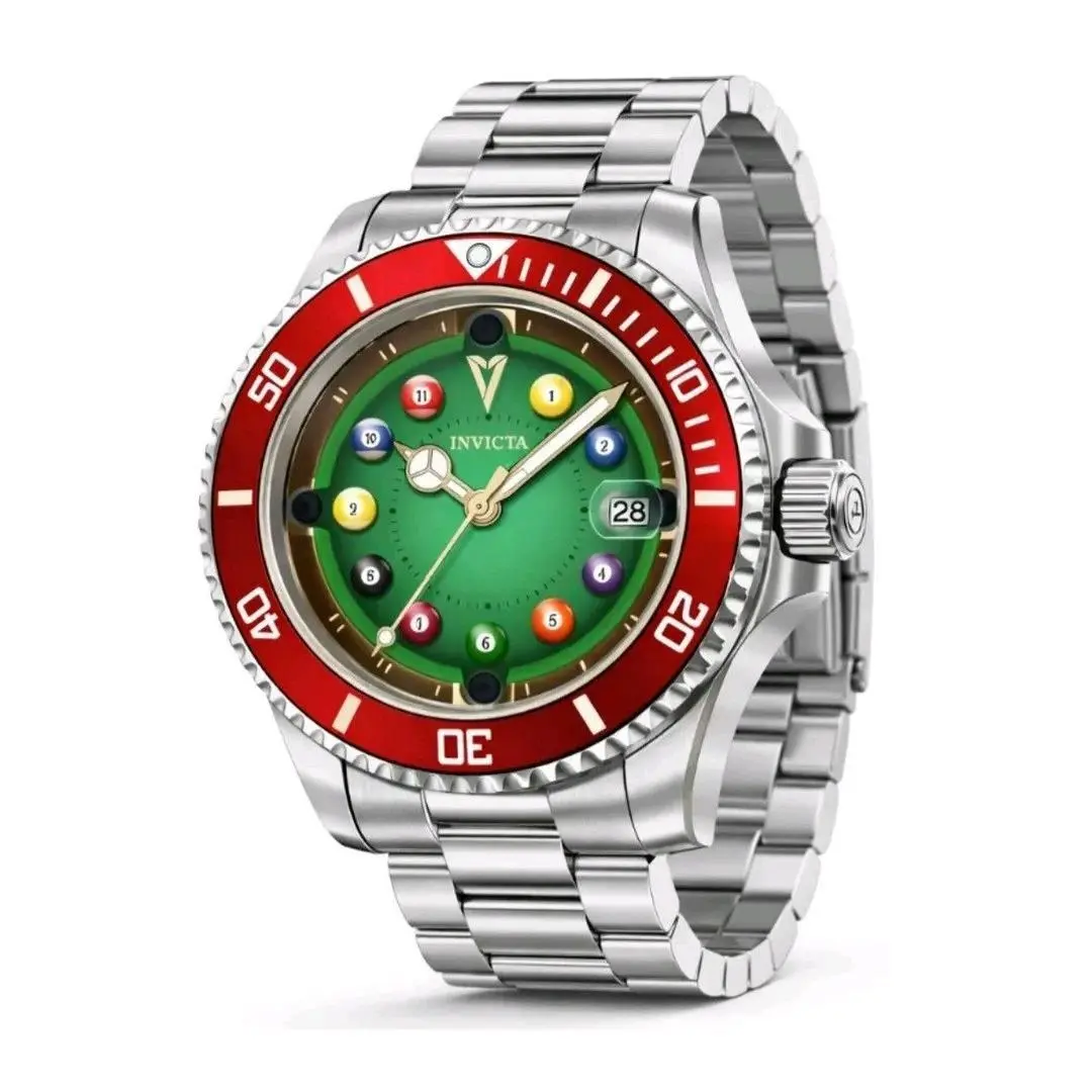 Invicta Pro Diver House of Cards 40mm 50523 Red Stainless Steel Billiards