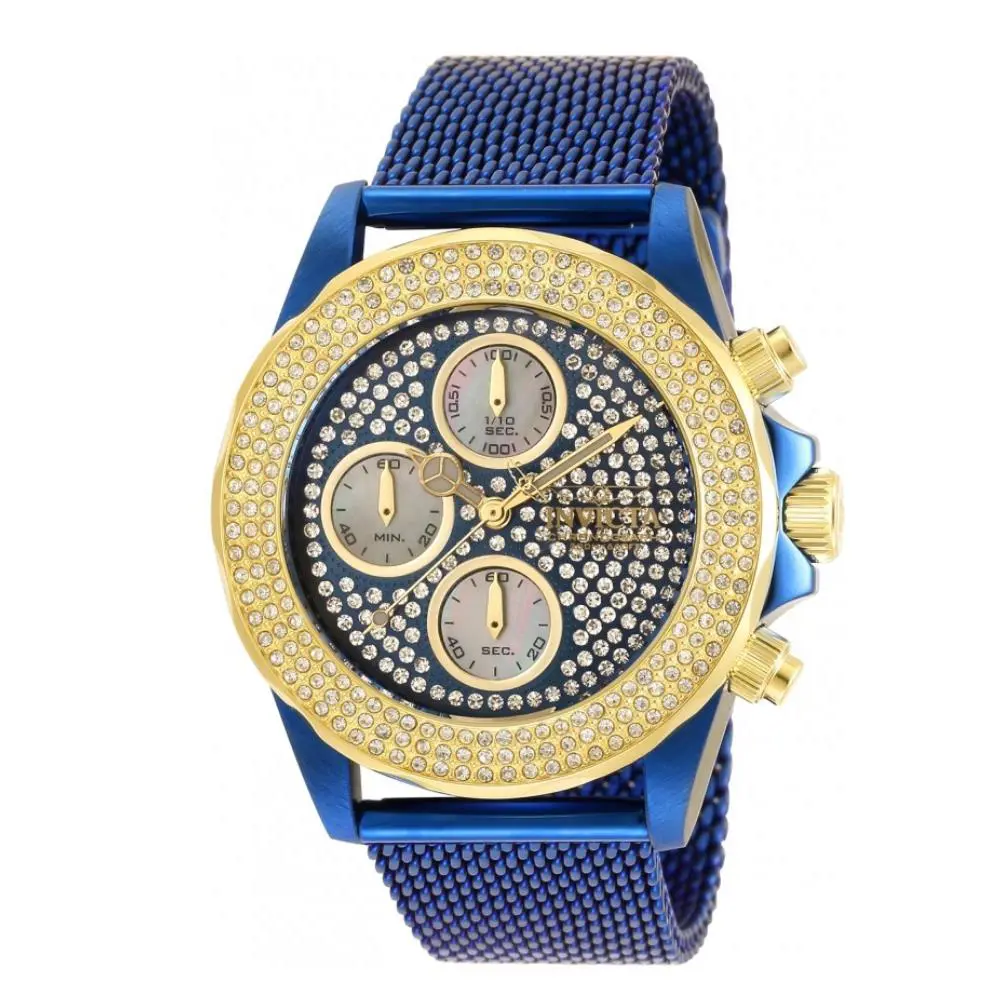 Invicta Pro Diver Women`s 38mm Blue Pave Crystal Chronograph Watch 35646