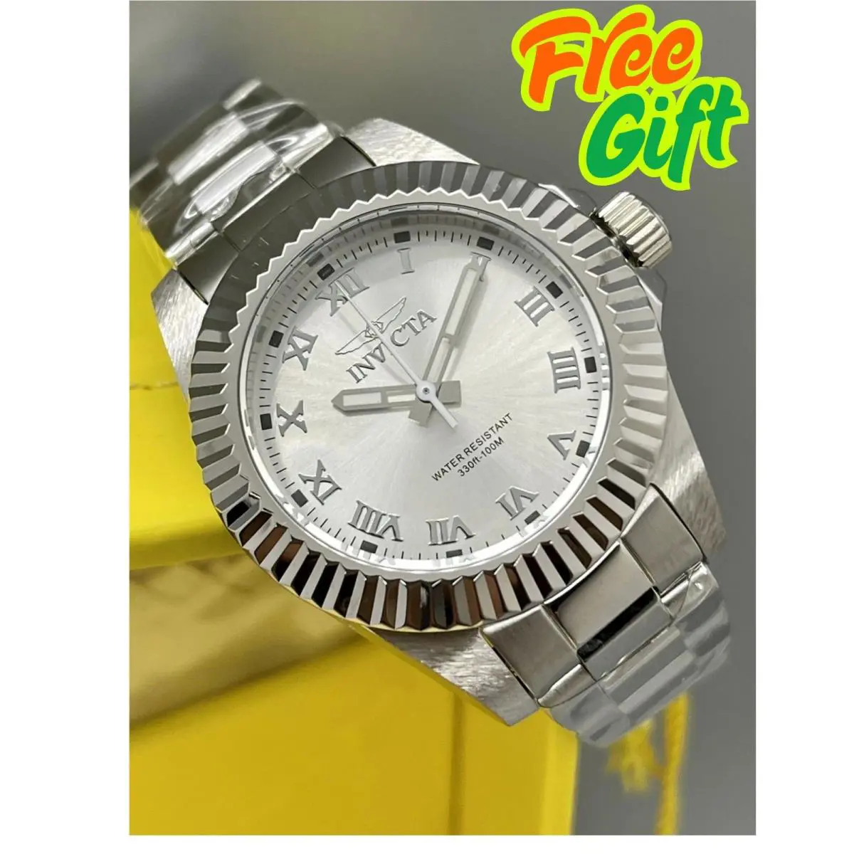 Invicta Women 34mm Swiss Pro Diver Triple Silver Date Just Style Watch