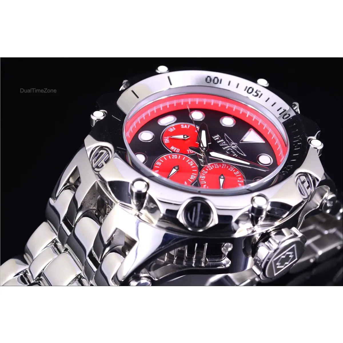Invicta Subaqua Hybrid Men`s 51mm Black Red Dial Stainless Steel Watch