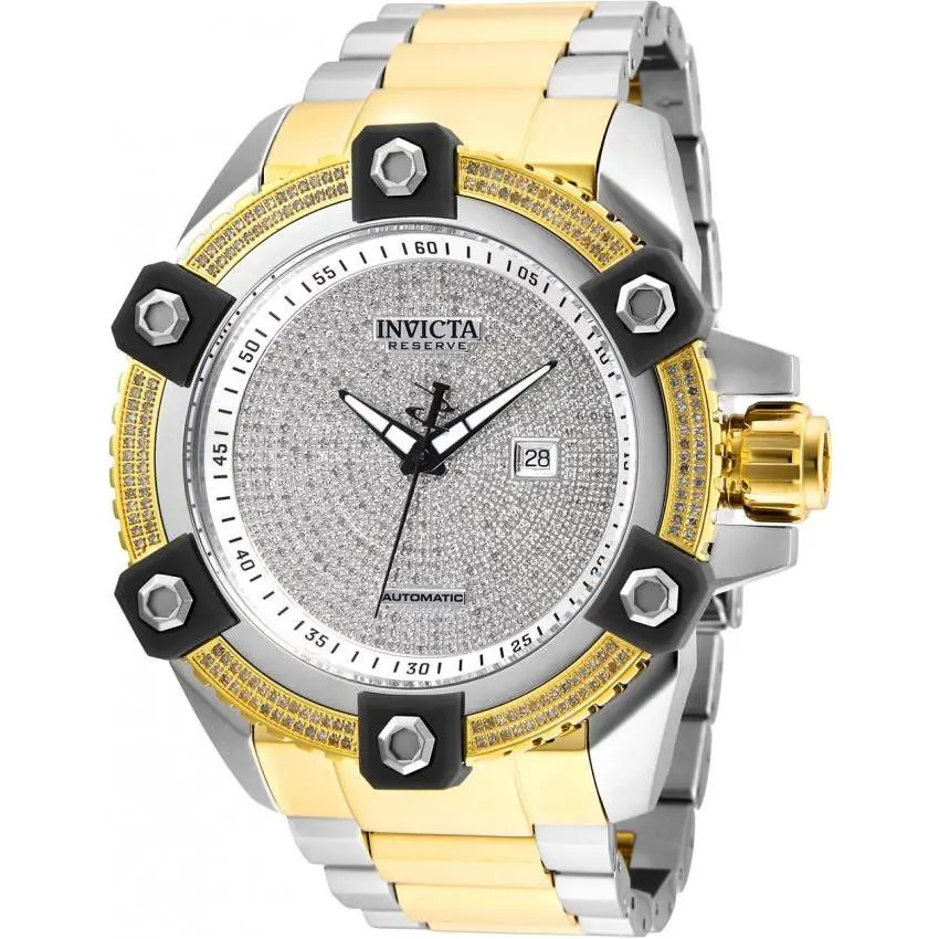 Invicta Reserve Grand Octane Automatic 63mm 3.06CTW Diamond 2 Toned Watch - Dial: White, Band: Silver