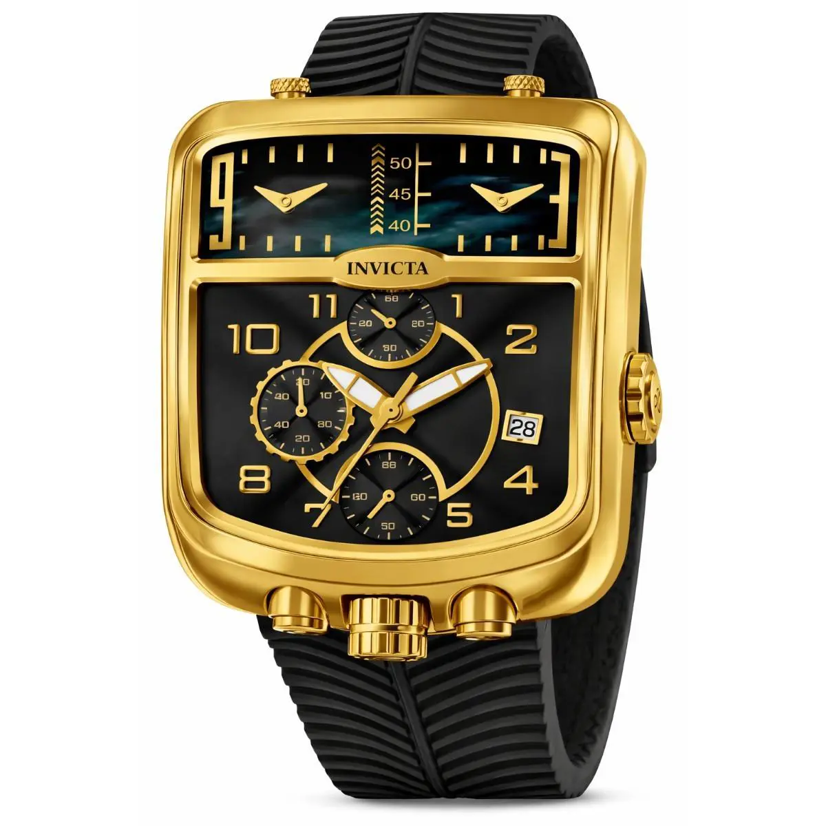 Invicta S1 Rally Dualshift Men`s Black Gold Watch w/ Mother of Pearl Dial