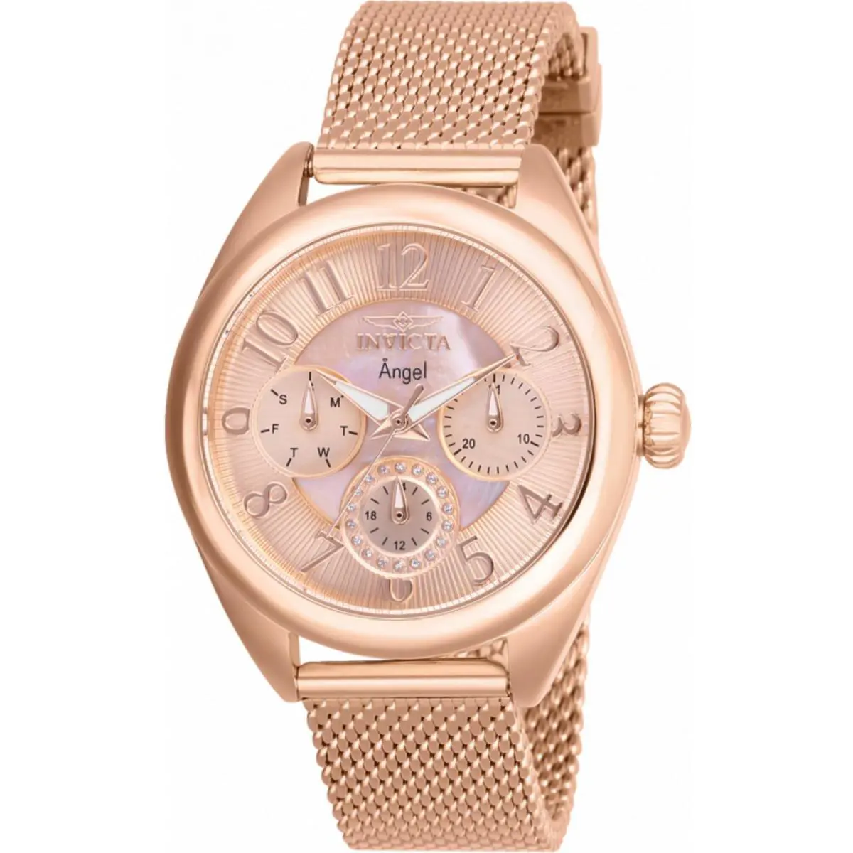 Invicta Women`s Watch Angel Rose Gold Dial Stainless Steel Bracelet Quartz 27454 - Dial: Rose Gold, Band: Rose