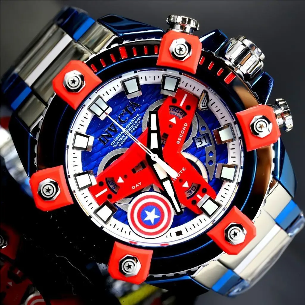 Invicta Grand Octane Marvel Captain America Swiss Mvt 63mm High Polish Watch