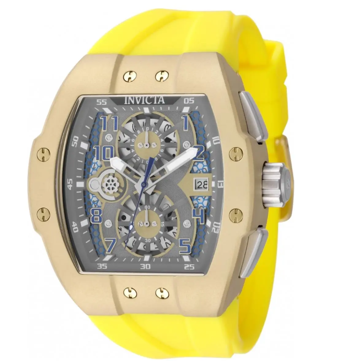Invicta Racing Gold Circuit Men`s 47mm Skeleton Dial Yellow Chrono Watch 50414