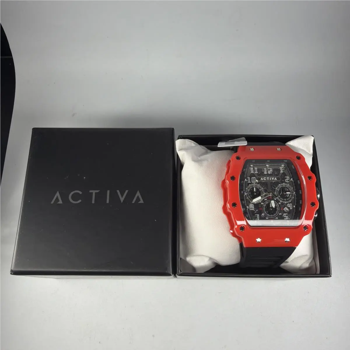 Invicta Activa Men’s Watch Red Case Black Silicone Strap Skeleton Dial