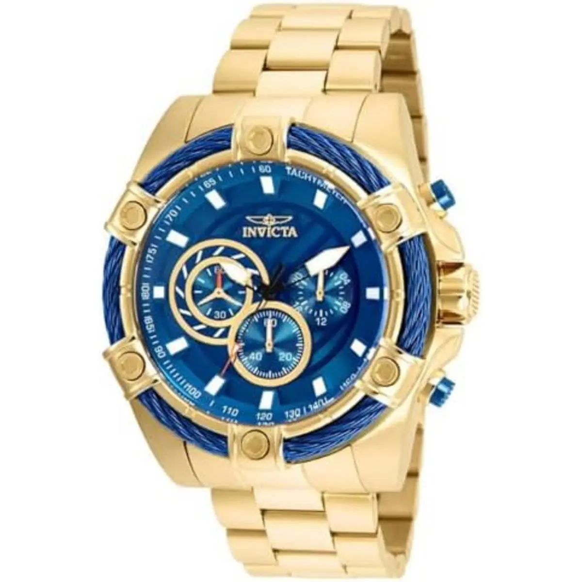 Invicta Men`s Bolt Quartz Chronograph 52mm Watch with Stainless-steel Strap Gol