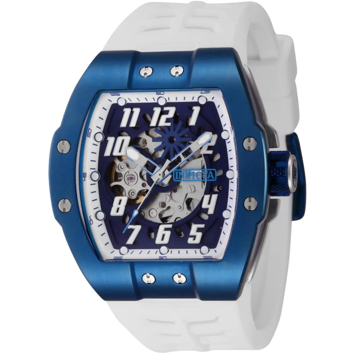 Invicta Men`s Watch S1 Rally White and Blue Skeleton Dial Silicone Strap 44896