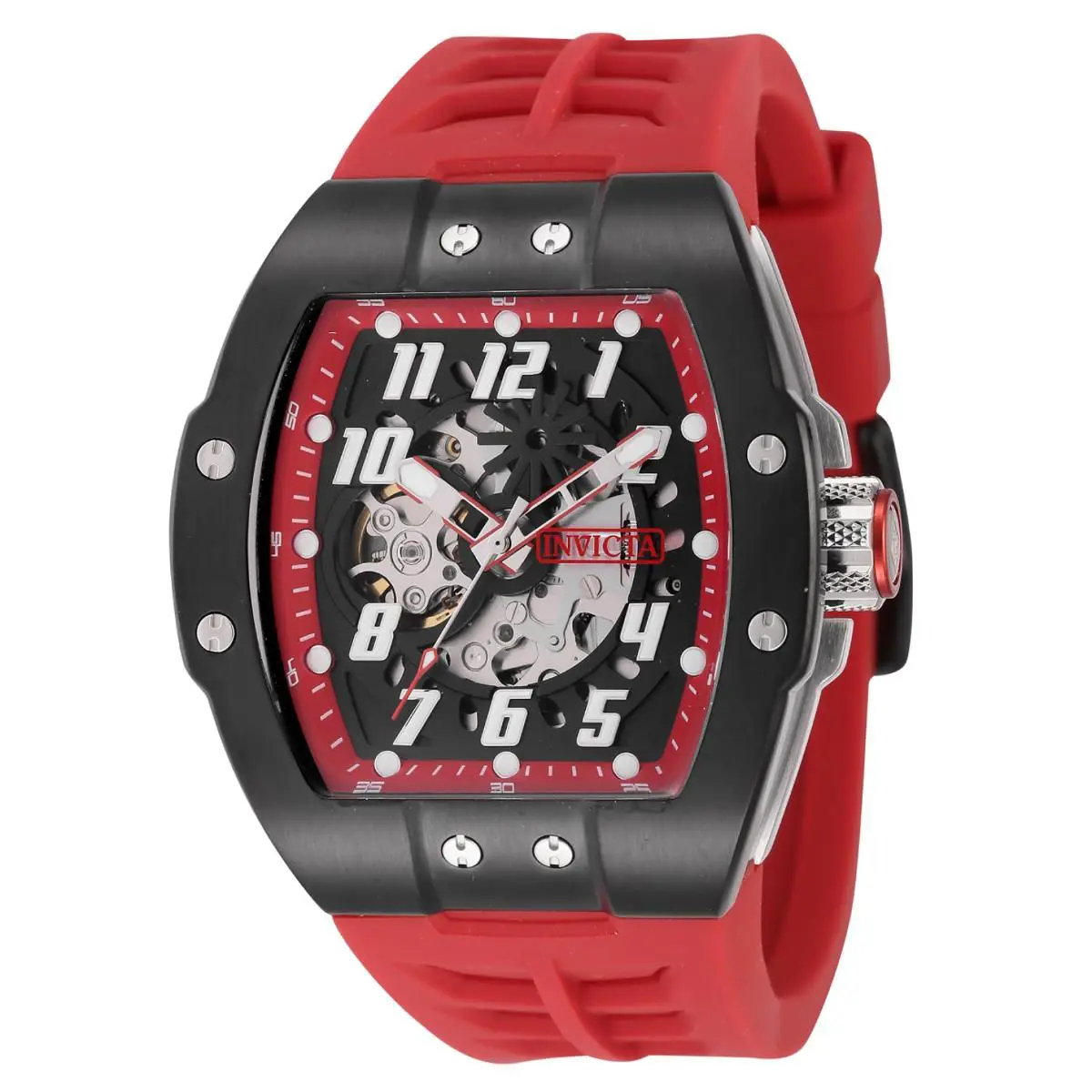 Invicta Men`s Watch S1 Rally Automatic Skeleton Dial Red Silicone Strap 44891