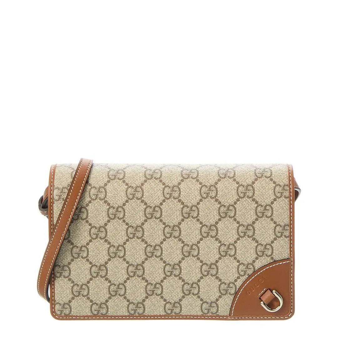 Gg Emblem Super Mini Gg Supreme Canvas Leather Shoulder Bag Women`s by Gucci