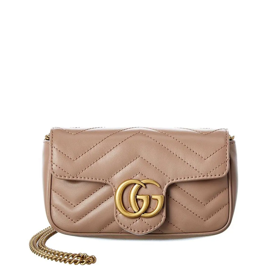 Gg Marmont Super Mini Matelasse Leather Shoulder Bag Women`s Brown by Gucci
