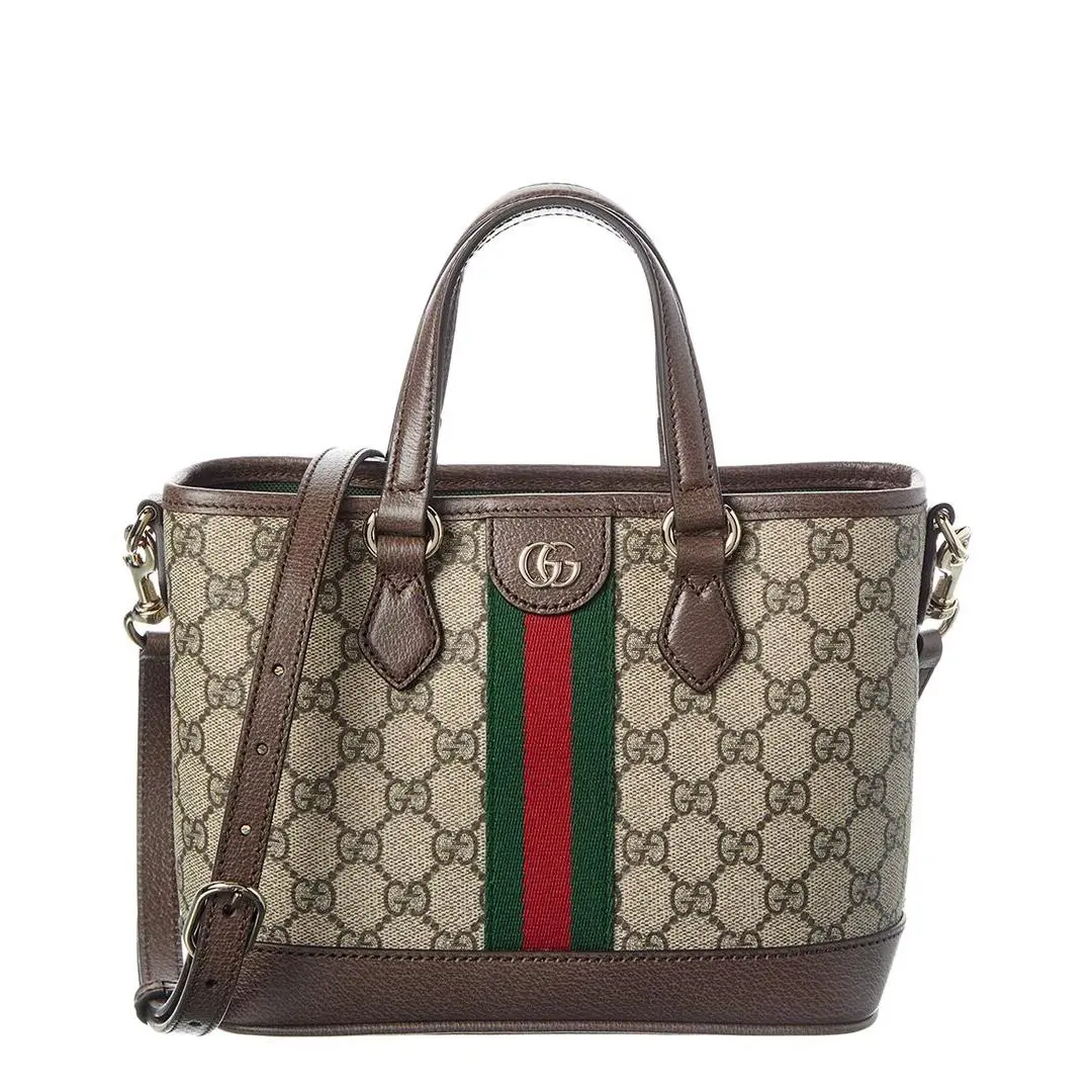 Ophidia Small Gg Supreme Canvas Leather Tote Women`s Brown by Gucci