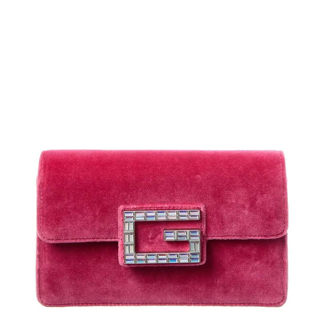 Square G Velvet Shoulder Bag Pre-loved Women`s Pink by Gucci