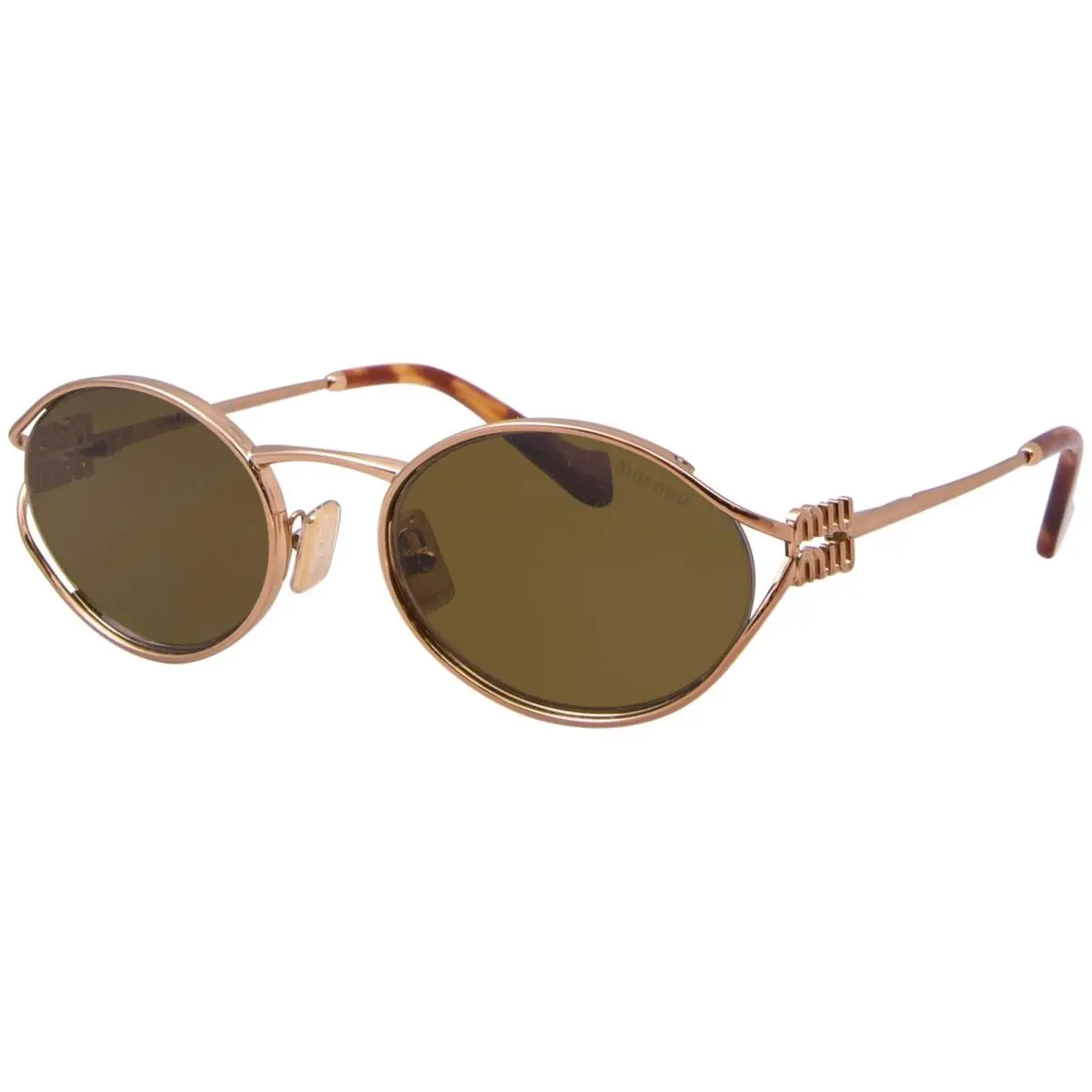 Miu Miu MU52YS 7OE01T Oval Sunglasses 54mm Brass Gold / Dark Brown Lens