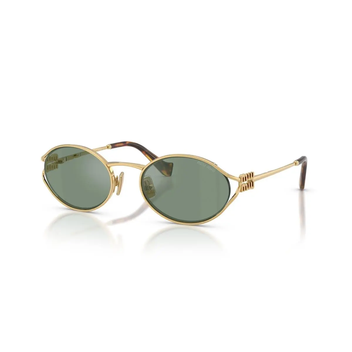 Miu Miu MU52YS 5AK04M Oval Sunglasses 54mm Gold / Green Mirror Lens
