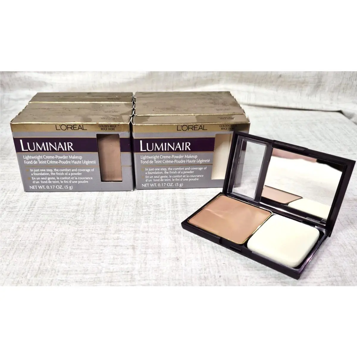 L`oreal Luminair Lightweight Creme to Powder Foundation Golden Beige Lot OF 10