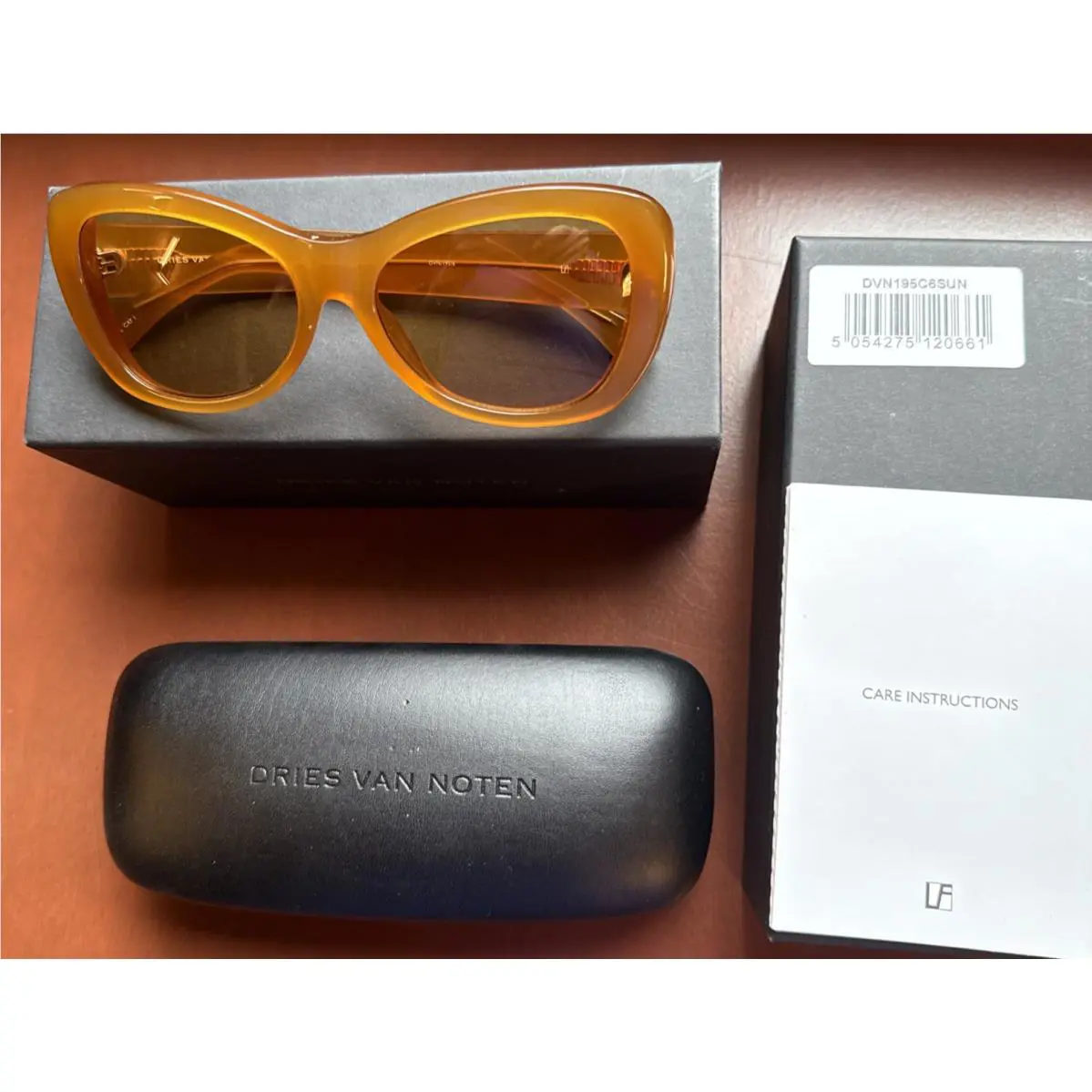 Linda Farrow Wrap Sunglasses IN Orange Brown 57/17/140 by Dries Van Noten