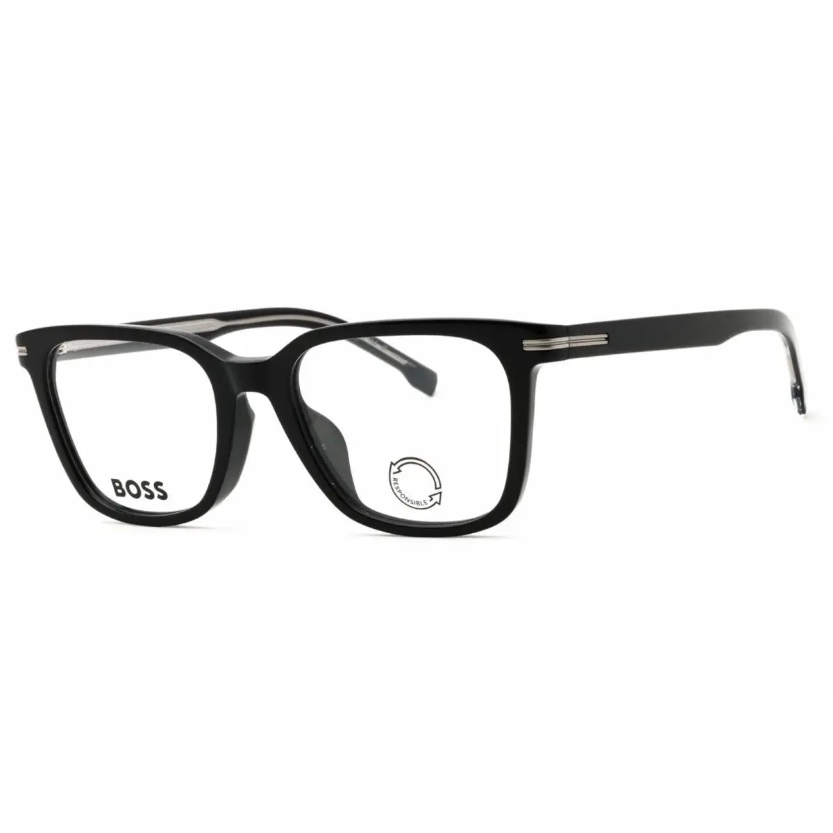 Hugo Boss Men`s Eyeglasses Black Plastic Square Full Rim Boss 1541/F 0807 00
