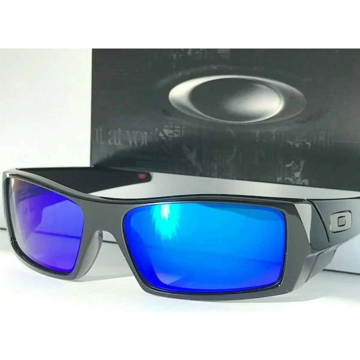 Oakley Gascan Shiny Black Polarized Galaxy Blue Iridium Sunglass 9014