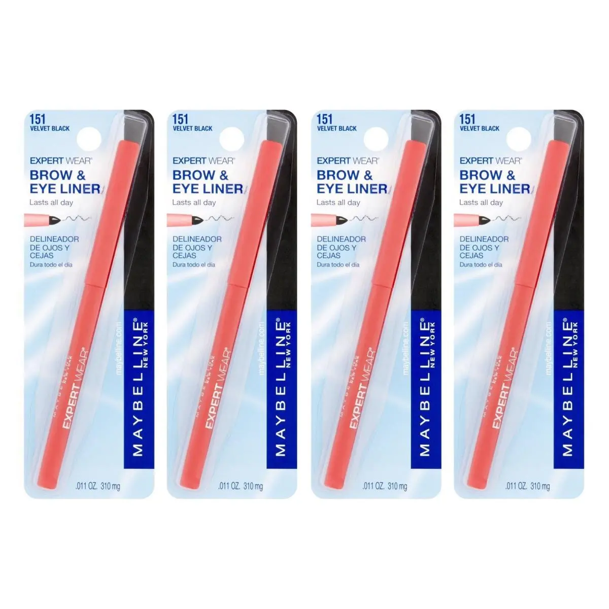 Maybelline Expertwear Brow and Eyeliner Pencil Velvet Black 4 Pack