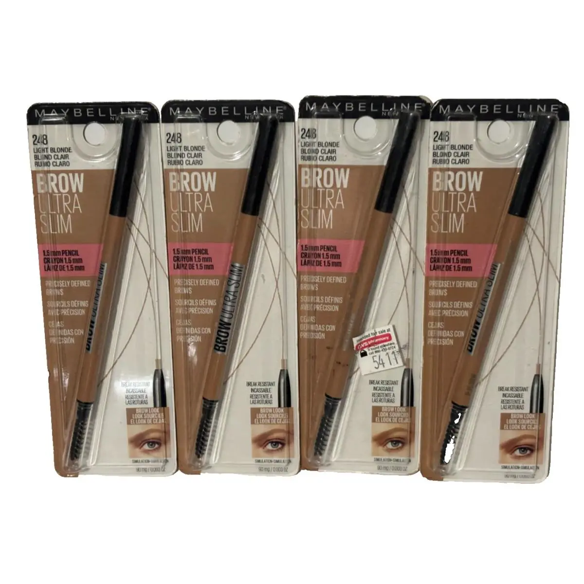 Pack of 3 Maybelline New York Brow Ultra Slim Pencil Light Blonde 248