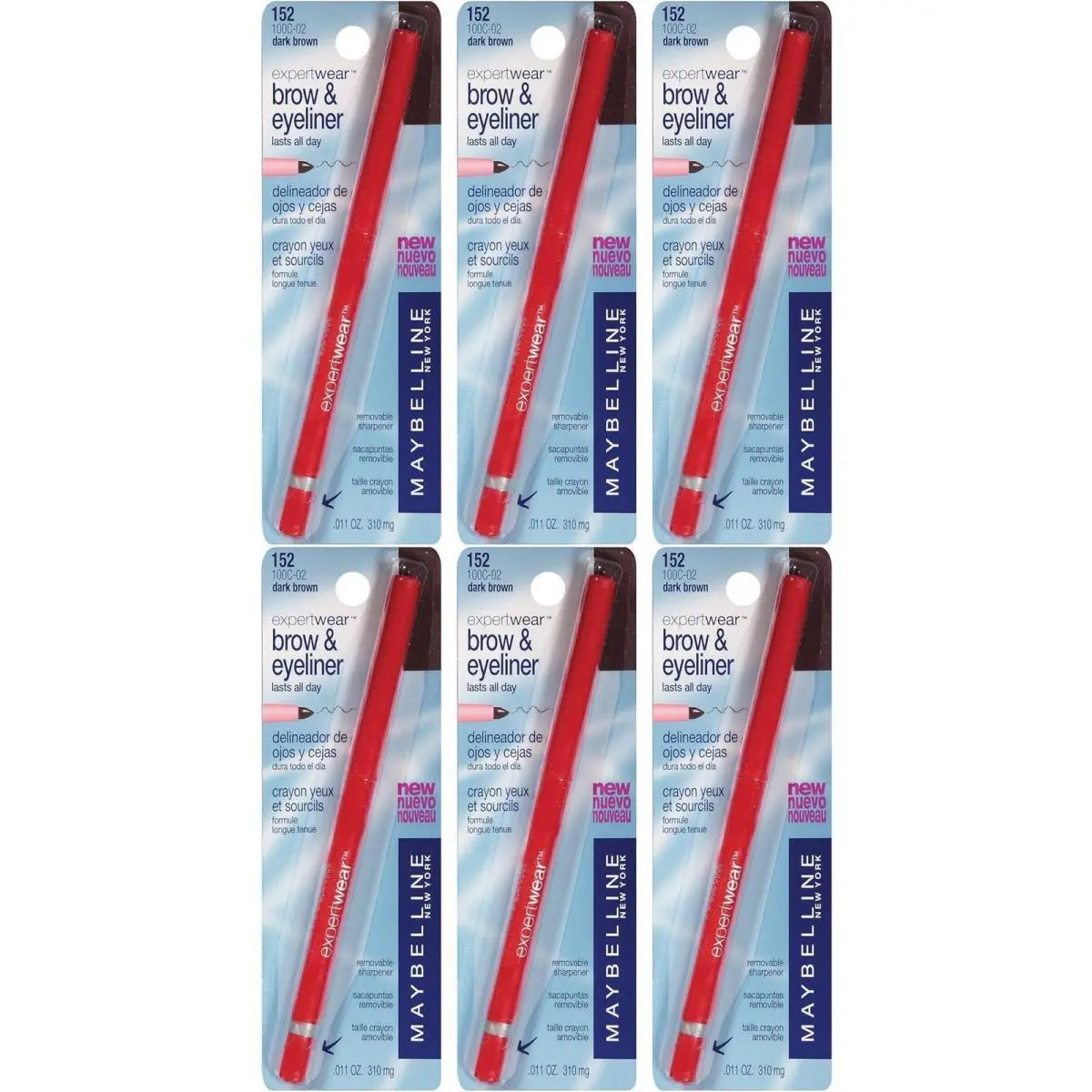 Maybelline Expertwear Brow and Eyeliner Pencil Dark Brown 6 Pack